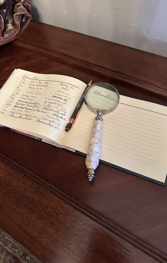 guest book at Blessings on State Bed & Breakfast